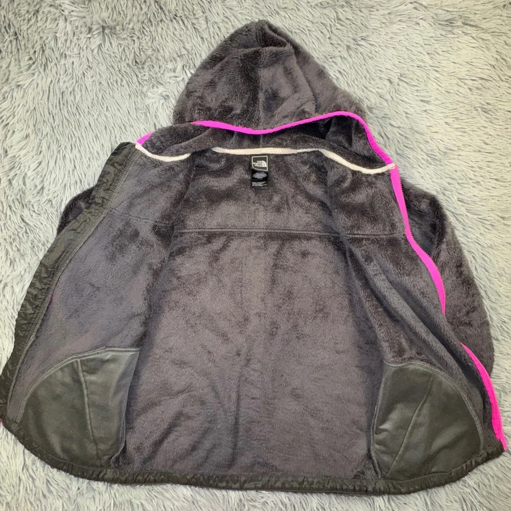 The North Face Girls XL 18 Suave Oso Full-Zip Hooded‎ Jacket Gray Pink Fleece